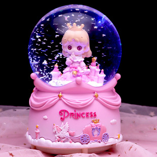 梦幻魔法公主城堡水晶球，音乐盒旋转木马女孩八音盒，儿童女生日礼物