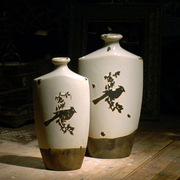 美式手工仿古米色釉面陶瓷，花插m陶瓷工艺品花瓶花瓶