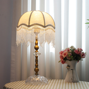 创意法式田园装饰台灯结婚卧室，温馨床头灯公主风调光美式乡村灯具