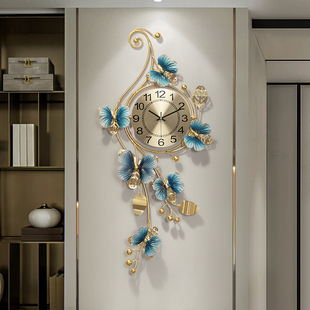 家用时尚创意时钟客厅轻奢个性，艺术挂钟新中式风，玄关钟表大气挂表