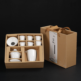 德化白瓷功夫茶具套装家用羊脂玉瓷泡茶盖碗，茶壶茶杯陶瓷礼盒logo