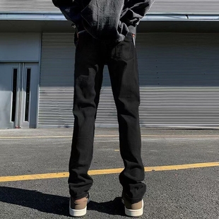 牛仔裤男黑色修身显高显瘦cleanfit美式高街vibe潮牌直筒裤子