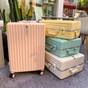 网红纯色拉杆箱20寸铝框登机行李箱，学生拉链女24开学旅行箱包