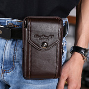 男士真皮腰包多功能迷你斜挎小包，牛皮手机腰包穿皮带，6.5寸手机包