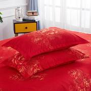 加厚纯棉家用结婚枕套一对装大红色，婚庆枕芯套全棉48×74cm