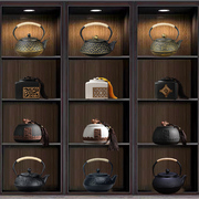 新中式复古典茶室茶柜酒店样板茶具茶叶罐茶壶装饰品禅意创意摆件
