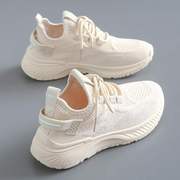 网鞋女2023夏季飞织鞋透气增高简约网面小白鞋跑步