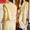 黄色职业西服套装女秋装2023气质小个子高级感西装外套两件套