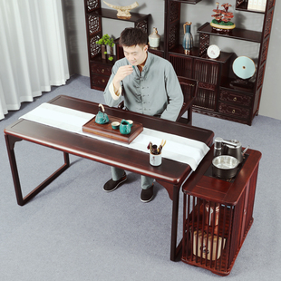 新中式实木茶桌书桌一体两用阳台，泡茶桌椅组合茶台家用茶台电脑桌