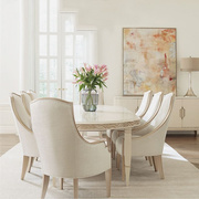 美式轻奢实木餐桌椅组合新古典后现代雕花椭圆形翻桌子样板间家具