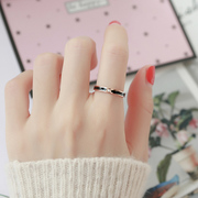 日韩版个性钛钢镀18k玫瑰金戒指女款黑色食指环戒子学生潮配饰品