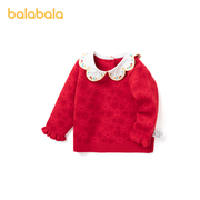 巴拉巴拉婴儿毛衣打底衣女童针织衫宝宝线衫2022款式精致翻领甜美
