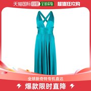 香港直邮潮奢 Parosh 女士蓝绿色针织长款连衣裙