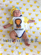 婴儿拼色袖三角哈衣q6夏季男宝宝卡通，动物连体衣包屁衣婴幼儿爬服