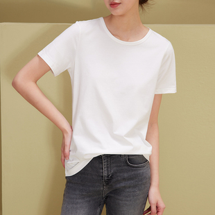 白t短袖女夏季宽松t恤2023年韩版纯棉，纯白色圆领上衣服打底衫
