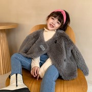 冬季儿童皮草外套长毛100%羊毛复合一体女童女宝宝短款潮大衣