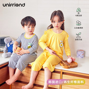 unifriend韩国23年夏季儿童卡通睡衣宝宝家居服，a类七分套装