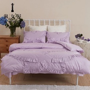 淑女屋床上用品纯棉贡缎面料床单款纯色四件套粉蓝粉红150床用