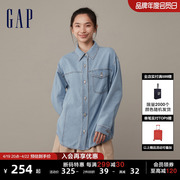 断码gap女装春季纯棉宽松牛仔，长袖衬衫休闲上衣841092