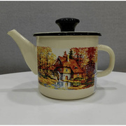 俄罗斯搪瓷油壶进口加厚茶壶，长嘴1升珐琅水壶，油杯奶茶煮茶酱油壶