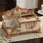 纸巾盒欧式创意奢华抽纸盒时尚，复古客厅家居，装饰品树脂餐巾盒摆件