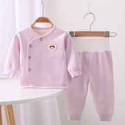 婴儿春秋套装0-1岁男女宝宝双面绒，保暖内衣洋气两件套护肚居家服