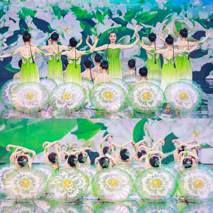 古典舞茉莉花舞蹈服儿童演出服少儿中国风伞舞绿茉莉花开服装裙子