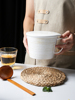 日式陶瓷泡面杯创意餐厅家用汤杯早餐杯带盖大号水杯燕麦杯牛奶杯