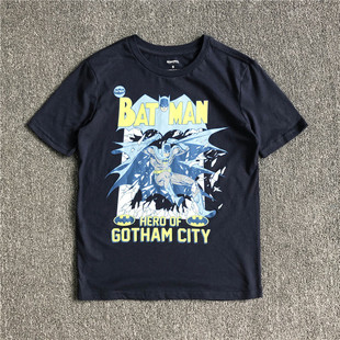 外贸男童夏季蝙蝠侠中大童短袖帅气百搭T恤