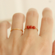 天然南红玛瑙戒指女款指环，开口可调节大号复古不褪色14k包金戒指
