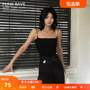 朋克黑色针织吊带背心女2023夏美背修身内搭纯欲性感上衣无袖