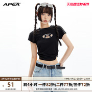 APEA辣妹镂空圆领短袖T恤女2023夏季短款收腰显瘦无袖小背心J