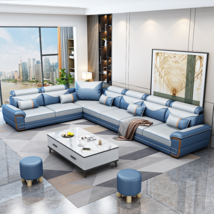 北欧科技布沙发(布沙发，)现代简约客厅家具，大小户型21转角乳胶布艺沙发