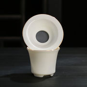 茶漏德化白瓷描金公杯创意超细泡茶漏斗底座陶瓷茶滤公道杯套装