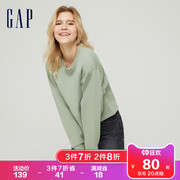 gap女装纯棉宽松卫衣，939953秋季女士纯色气质，蝙蝠袖短款上衣