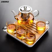 耐热玻璃茶具套装家用功夫茶具带过滤不锈钢内胆泡花茶壶整套茶杯