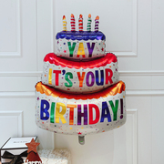 生日蛋糕气球女孩宝宝周岁派对布置儿童数字拍照道具场景装饰用品