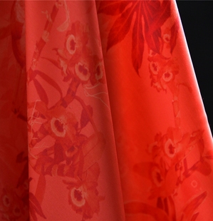 晚霞枫叶品牌签名英国3d印花真丝，棉缎18姆65丝，35棉133宽超棒