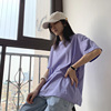 纯色浅紫色休闲短袖T恤女ins香芋紫上衣夏季学生韩版宽松棉质白色