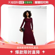 香港直邮潮奢 ASOS 女士设计针织背部镂空酒红色中长连衣裙