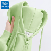 真维斯集团绿色卫衣外套，女春秋款，2024女装小个子拉链连帽上衣