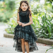 lalumière鹿谧黑色珠绣礼服，裙女孩生日，钢琴比赛演出气质礼服裙