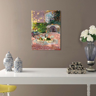 花园索罗拉单幅油画布欧式风景，装饰画客厅沙发背景无框画餐厅挂画