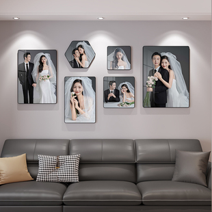 照片墙装饰创意婚纱照相框定制挂墙相册客厅，沙发背景相片墙免打孔