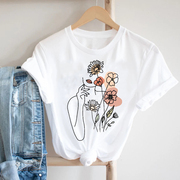 女短袖水彩花卉潮流可爱女士服装90年代时尚衣服印花T恤女T恤图案