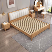 北欧轻奢软包主卧双人床1.8米现代简约实木床1.5米储物全实木婚床