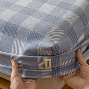 加厚老粗布床笠单件全棉纯棉格子床罩家用双人180x200床垫保护套