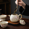 汝窑功夫茶具套装，家用办公室会客中式茶壶盖碗茶杯礼盒装