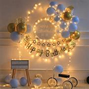 宝宝周岁儿童生日气球装饰快乐派对场景布置女孩男孩背景墙布用品