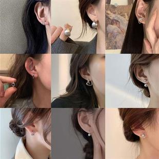 夏季耳饰品925小众设计耳钉迷你款韩系复古简约银针耳环素圈